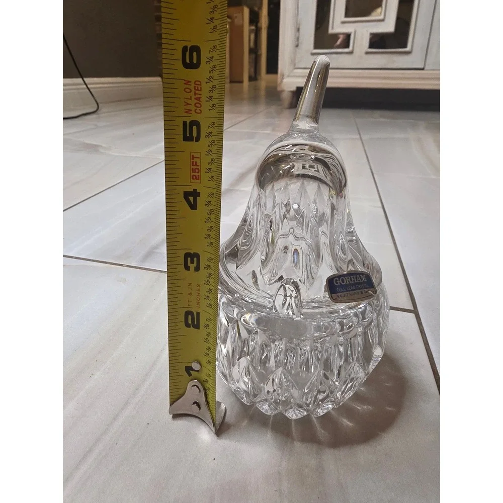 Gorham Full Lead Crystal Pear Trinket Box Nachtmann‎ West Germany Cut Glass Dish